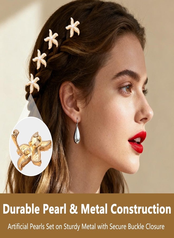YAFIYGI 20Pcs Starfish Hair Clips Gold Cute Pearl Hair Pins and Small Hair Barrettes for Girls and Women Mini Sea Star Accessories Beach Party Hairclips Decorative Hair Clips for Summer Fun - Image 4